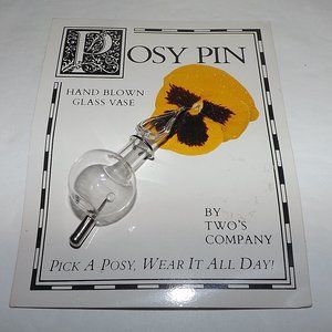 Vintage Posy Brooch Pin Hand Blown Glass Vase by Two’s Company